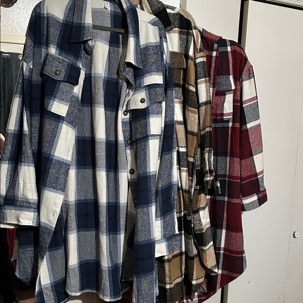 Women's Navy and White Plaid Button-Down Shirt